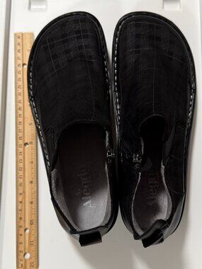 Alegria Shoes PG Lite Black Leather Suede Plaid Zip Euro Size 40 US 9.5 - 10
